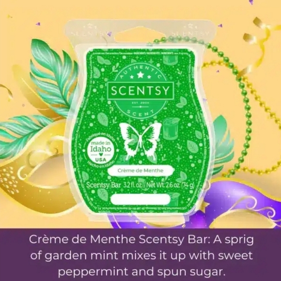 Scentsy Crème de Menthe Garden Mint Peppermint Sugar Mardi Gras Celebration Wax - Picture 1 of 2